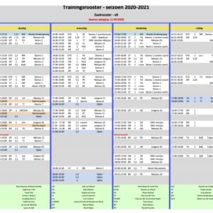 Trainingschema 2020-2021: update 14 september