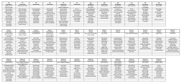 Voorlopige teamindeling 2024-2025